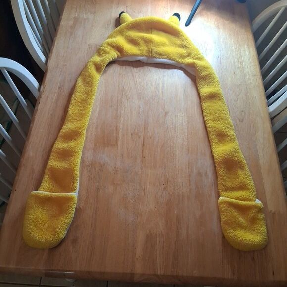 Pokemon Pikachu Snood Hat Yellow Scarf Pockets Beanie Head Cap Hood - Picture 3 of 5